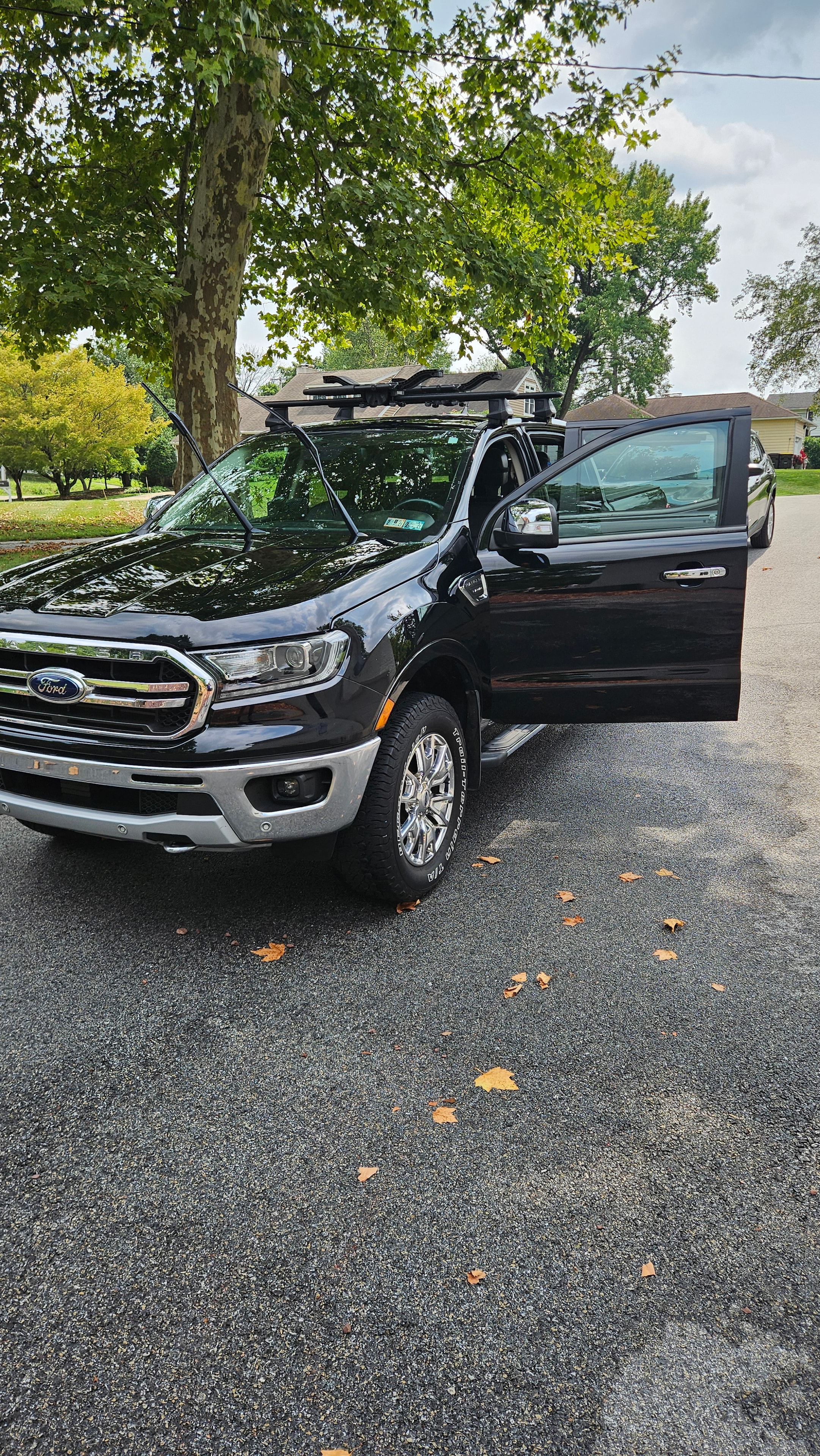 Black Ford pickup door detail